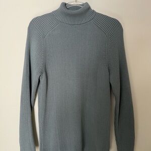Elegant Men's Cotton Turtleneck Sweater in Dusty Blue